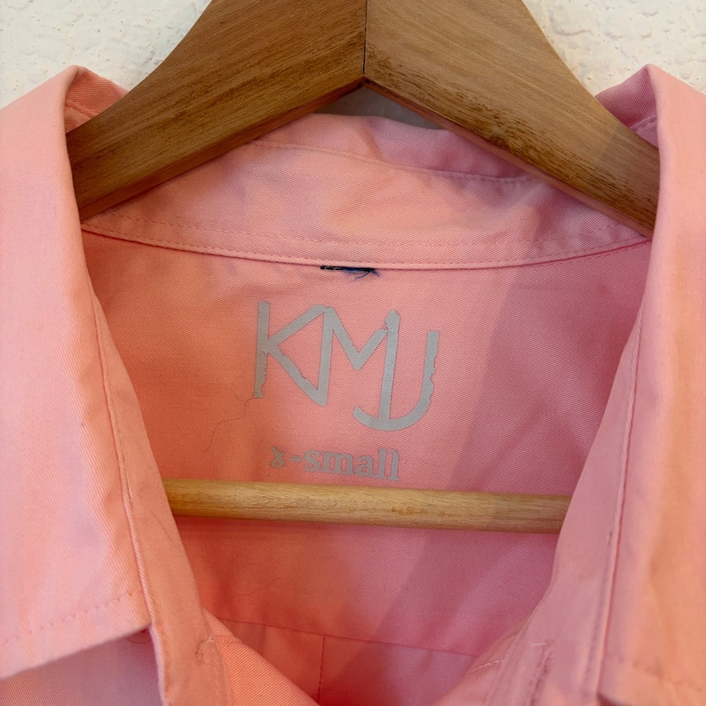 KMJ Meeghan Shirt Button Down Womens XS Pink 3/4 Puff Sleeve Cotton Top Blouse - Picture 3 of 9